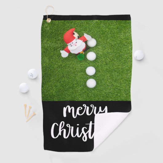 サンタクロースとゴルフボールを使ったゴルフクリスマス ゴルフタオル (インサイチュ)