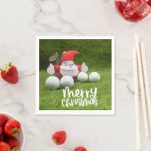 サンタクロースとゴルフボールを使用したゴルフクリスマス スタンダードカクテルナプキン (インサイチュ)