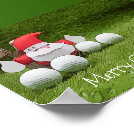 サンタクロースとゴルフボールを使用したゴルフクリスマス ポスター (角)