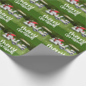 サンタクロースとゴルフボールを使用したゴルフクリスマス ラッピングペーパー (角)