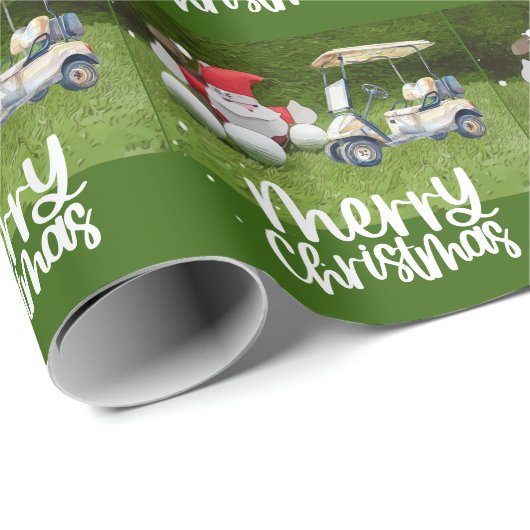 サンタクロースとゴルフボールを使用したゴルフクリスマス ラッピングペーパー (ロールコーナー)