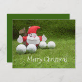 サンタクロースとゴルフボール付きゴルフクリスマスカード (正面/裏面)