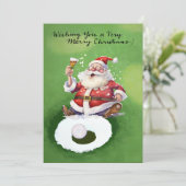 サンタクロースとゴルフボール付きゴルフクリスマスカード シーズンカード (スタンド正面)