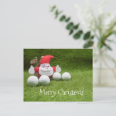 サンタクロースとゴルフボール付きゴルフクリスマスカード ポストカード (スタンド正面)