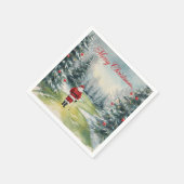 サンタクロースとゴルフメリークリスマス スタンダードカクテルナプキン (角)