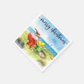 サンタクロースとゴルフメリークリスマス スタンダードカクテルナプキン (角)