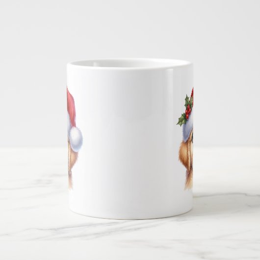 サンタクロースとゴールデンレトリバードッグスタイル-82535 ジャンボコーヒーマグカップ (正面)