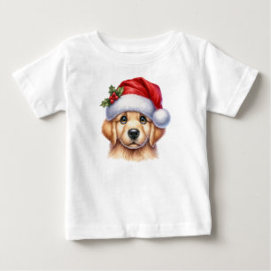 サンタクロースとゴールデンレトリバードッグスタイル-82535 ベビーTシャツ