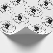 サンタクロースとサックブラックとホワイト ラッピングペーパー (角)