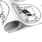 サンタクロースとサックブラックとホワイト ラッピングペーパー (ロールコーナー)