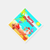 サンタクロースとザ・バードビーチメリークリスマス スタンダードカクテルナプキン (角)