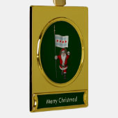 サンタクロースとシカゴの看板 ゴールドプレートバナーオーナメント (右)