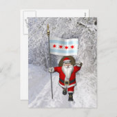 サンタクロースとシカゴの看板 シーズンポストカード (正面/裏面)