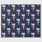 サンタクロースとシカゴ国旗 ラッピングペーパー (フラット)