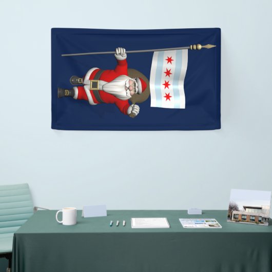 サンタクロースとシカゴ国旗 横断幕 (トレードショー)