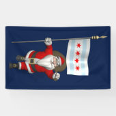 サンタクロースとシカゴ国旗 横断幕 (横)