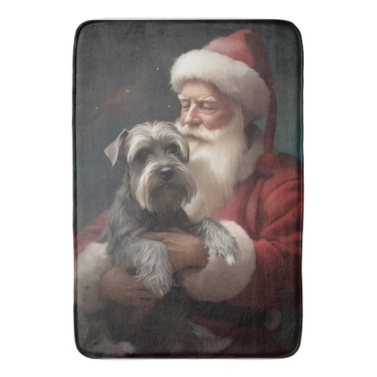 サンタクロースとシュナウザーのクリスマス バスマット (正面縦)