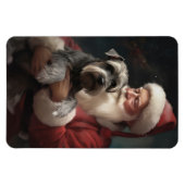 サンタクロースとシュナウザーのクリスマス マグネット (横)