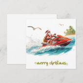 サンタクロースとジェットスキーでクリスマス休暇 シーズンカード (正面/裏面)