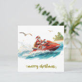 サンタクロースとジェットスキーでクリスマス休暇 シーズンカード (スタンド正面)