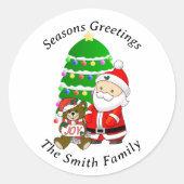 サンタクロースとジョイ・ベア・クリスマス ラウンドシール (正面)