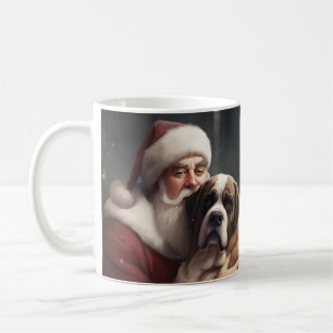 サンタクロースとセントバーナードのクリスマス コーヒーマグカップ