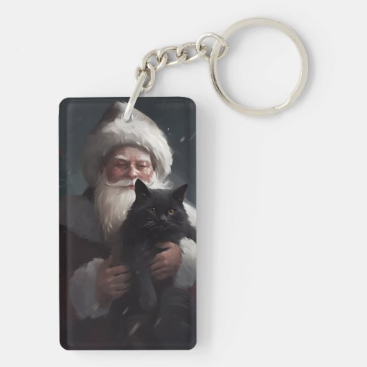 サンタクロースとタキシード猫フェスティバルクリスマス キーホルダー (裏面)