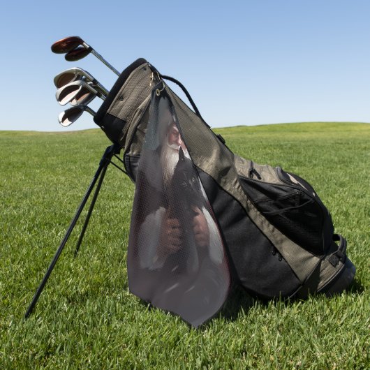 サンタクロースとタキシード猫フェスティバルクリスマス ゴルフタオル (グリーン)