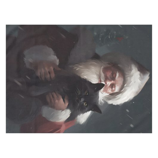 サンタクロースとタキシード猫フェスティバルクリスマス テーブルクロス (正面(横))