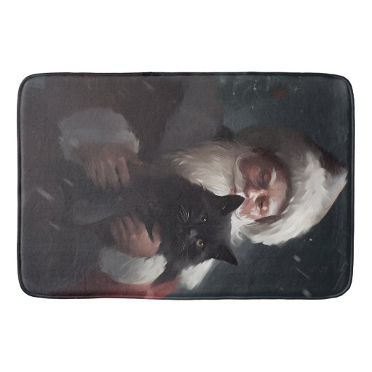 サンタクロースとタキシード猫フェスティバルクリスマス バスマット (正面)