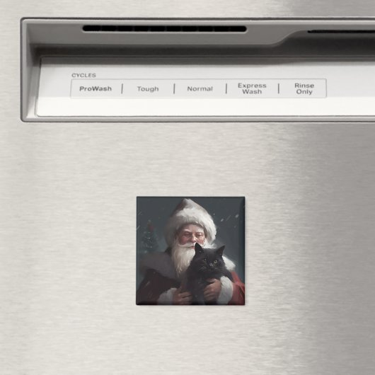 サンタクロースとタキシード猫フェスティバルクリスマス マグネット (インサイチュ (食洗機))