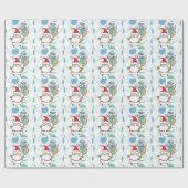 サンタクロースとテニスのクリスマス ラッピングペーパー (フラット)