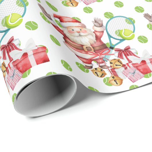 サンタクロースとテニスのクリスマス ラッピングペーパー (ロールコーナー)
