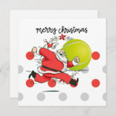 サンタクロースとテニスのメリークリスマス シーズンカード (正面/裏面)