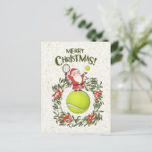 サンタクロースとテニスのメリークリスマス シーズンポストカード (スタンド正面)