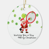 サンタクロースとテニスのメリークリスマス セラミックオーナメント (左)