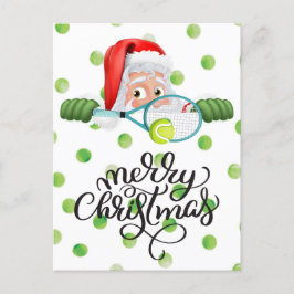 サンタクロースとテニスのメリークリスマス ポストカード