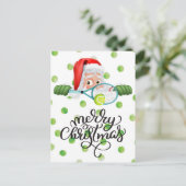 サンタクロースとテニスのメリークリスマス ポストカード (スタンド正面)