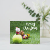 サンタクロースとテニスのメリークリスマス ポストカード (スタンド正面)