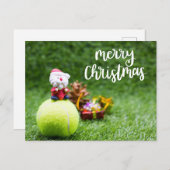 サンタクロースとテニスのメリークリスマス ポストカード (正面/裏面)