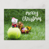 サンタクロースとテニスのメリークリスマス ポストカード (正面)