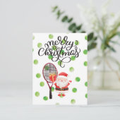 サンタクロースとテニスのメリークリスマス ポストカード (スタンド正面)