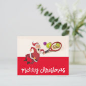 サンタクロースとテニスクリスマス シーズンポストカード (スタンド正面)