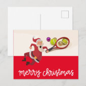 サンタクロースとテニスクリスマス シーズンポストカード (正面/裏面)