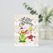 サンタクロースとテニスクリスマス シーズンポストカード (スタンド正面)