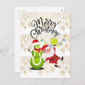 サンタクロースとテニスクリスマス シーズンポストカード (正面/裏面)