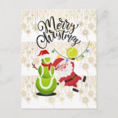サンタクロースとテニスクリスマス シーズンポストカード (正面)