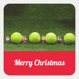 サンタクロースとテニスクリスマス スクエアシール