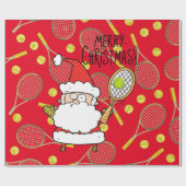 サンタクロースとテニスクリスマス ラッピングペーパー (フラット)