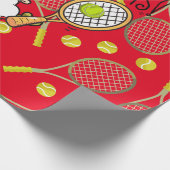 サンタクロースとテニスクリスマス ラッピングペーパー (角)